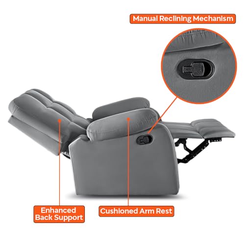 Image of Sleepyhead RX5 Designed by Duroflex - Single Seater Fabric Manual Recliner with Durable Spring Support | Stylish Upholstery | Snug Fit for Luxurious Comfort (Steel Grey)