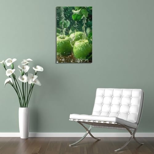Poster suspendu pommes vertes solution déco pour rafraîchir un mur blanc