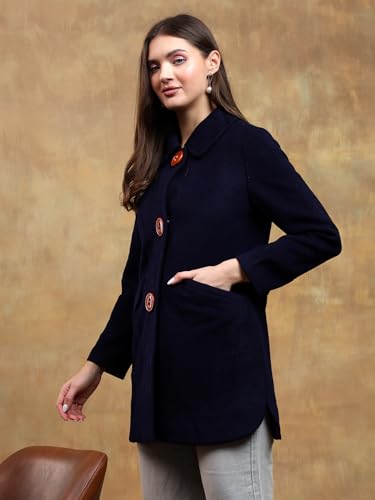 Image of KOTTY Womens Cotton Blend Standard Length Elegant Style Coat - Classic Style with Modern Detailing