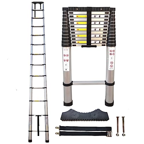 Hooha Aluminium Teleskopleiter Hohe Klappbar 5,1M mit Anti-rutsch Gummipuffer Leiter fur Dachbodenleiter Belastung Max. 150kg Zertifikat EN131