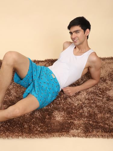 Image of B STORIES Bstories Men's Cotton Printed Boxer Shorts | Soft & Breathable Woven Cotton | Elastic Waist | Regular Fit | Comfortable Lounge & Sleepwear