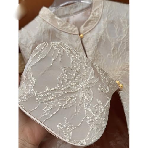 Chal sin mangas reversible para mujer con cuello alto de brocado jacquard 4