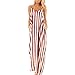 Produktbild IFOUNDYOU Damen Kleider Lang Maxikleid Elegant Spaghetti Träger Streifen Drucken Lang Kleid Weite Trägerlos Sexy Lässige Maxi Kleid für Mollige