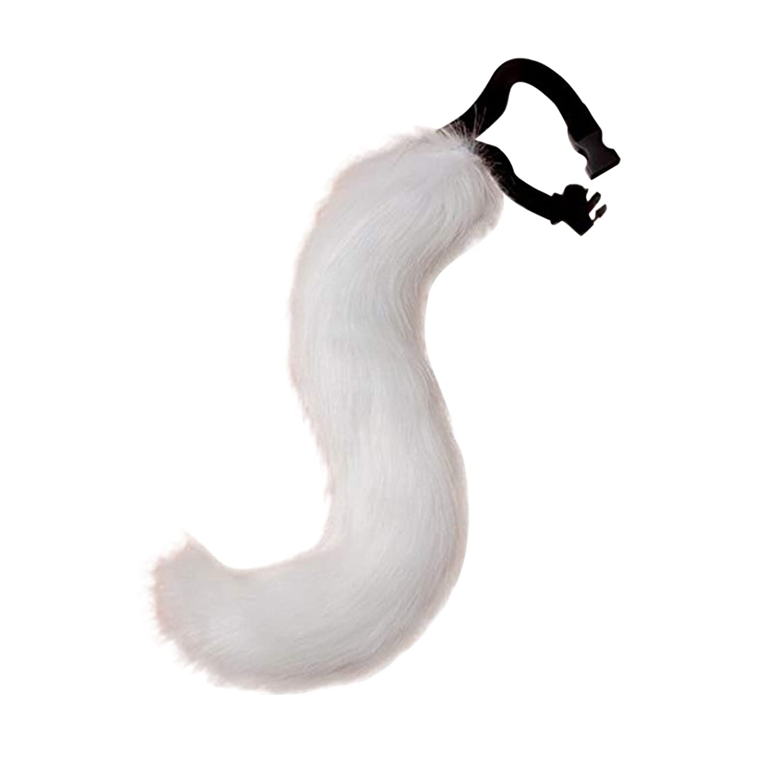 Wswqop 4 Pièces Ensemble de Cosplay Animal Incluant Masque de Renard Queue avec Ceinture Gants en Patte et Collier Parure Complète pour Halloween Soirées à, Blanc Bleu