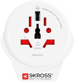 SKROSS World to Europe USB, kompakter Adapterstecker, universeller Reiseadapter, für sicheres und einfaches Laden in über 90 Ländern mit Schuko-Steckdosenstandard