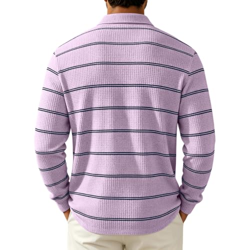 Mens Rugby Shirts Collared Henley Button Mens Waffle Long Sleeve Shirt - image 4