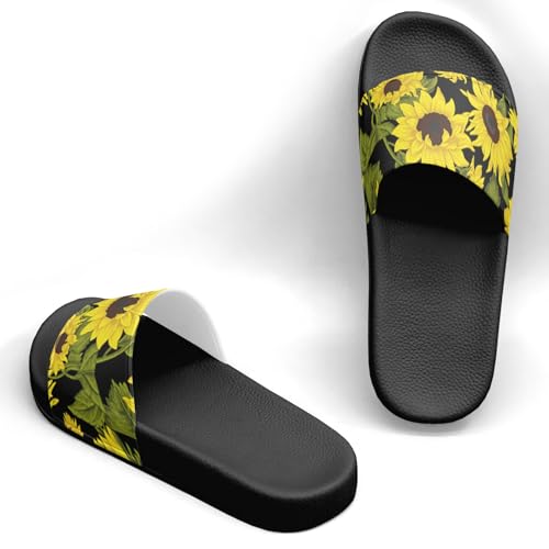 Pitovozu Beautiful Yellow Sunflowers Slippers for Women Men Comfotable Sandals Non Slip Home Bedroom Pool Shower Outdoor Slide Slippers2