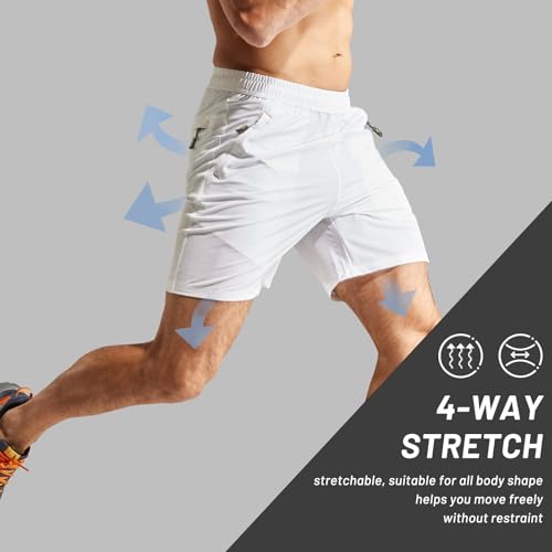 Image of MIER Men's Quick Dry Running Shorts with Zipper Pocket Elastic Waist Athletic Workout Exercise Shorts