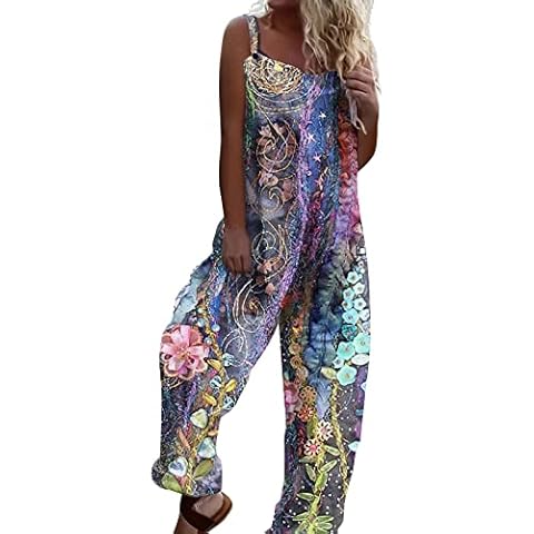 Topassion Women's Floral Dungarees Romper Cover