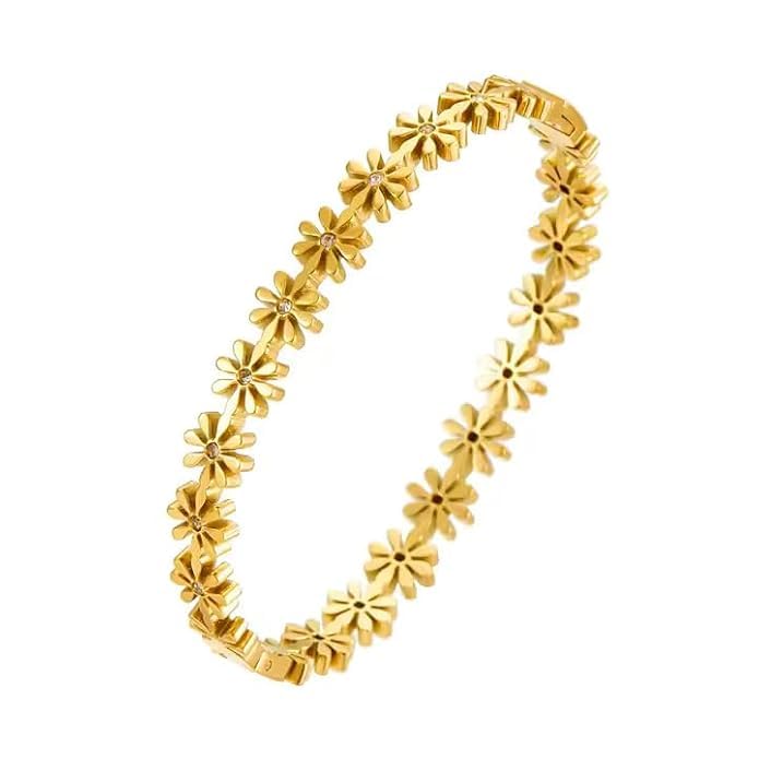 PRIME HOMES Flower Latest Stylish Flower Cuff Gold Plated Anti Tarnish Adjustable Bangle Bracelet for Women and Girls