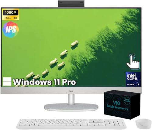 HP 27' Touchscreen All-in-One Desktop - Windows 11 Pro PC for Business & Home, 27 inch FHD Anti-Glare LED Display, Intel 12-Core Ultra 7 155U, Adjustable Height, FHD IR Camera, 32GB DDR5 | 1 TB SSD