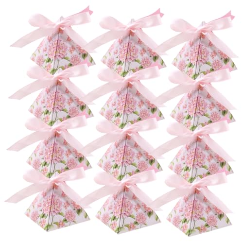 HOMOBABE 25 Juegos de Cajas de Dulces para Boda en Forma de Pirámide, Ligeras y Fáciles de Llevar, Hechas de Papel y Poliéster para Fiesta de Bodas