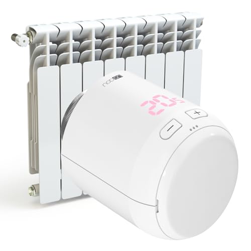 NodOn - Zigbee 3.0 - Tête de vanne thermostatique, gestion chauffage pièce par pièce, économies d’énergie, installation facile, verrouillage touches, compatible Home Assistant, Homey, Jeedom, Z2M, ZHA
