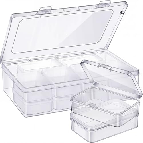 Image of Blulu 13 Pieces Small Bead Organizers Plastic Bead Storage Containers with Lids Mini Clear Storage Cases Transparent Craft Boxes for Jewelry Diamonds DIY Art Craft Accessory(3.3 x 2.2 x 1 Inch)