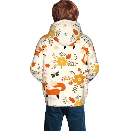 Flower Fox Kid Hoodies Boys Sweatshirts Girls Pullover with Pocket4