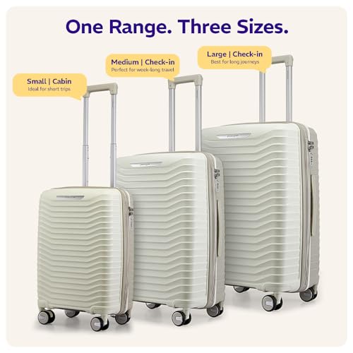 Image of Provogue Coral Hard-Sided PP 65 Cm Trolley Bags for Travel Medium Size | Expandable Luggage Suitcase with 8 Wheels | Combination Lock | 5 Year Warranty (Grey Cloud /Timberwolf Grey)