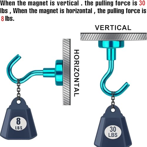 image for DIYMAG Magnetic Hooks, 30Lbs Strong Heavy Duty Cruise Magnet S-Hook fo
