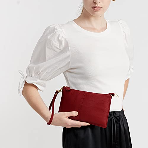 Image of Uromee Genuine Leather Wristlet Wallet Clutch Purses with Detachable Chain