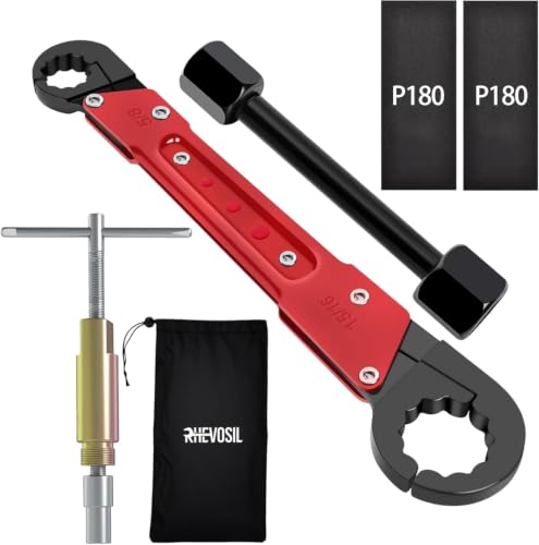 Rhevosil 6 Pcs Plumbing Tools Kit with Angle Stop Wrench & 1/2-Inch Compression Sleeve Puller Professional Plumbers Wrench Sandpaper and Storage Bag for Frozen/Corroded Angle Stop Valves