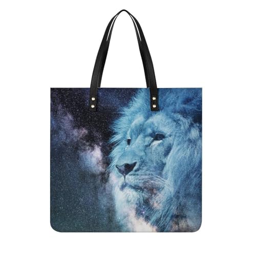 Sac shopping lion abstrait pour femmes grand tote bag de voyage 39x39cm