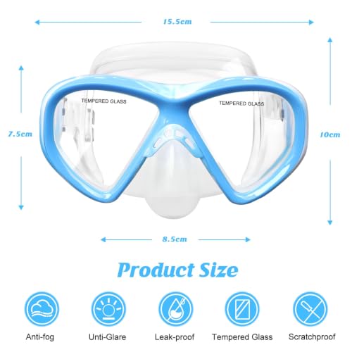 Image of Kids Swim Goggles Snorkel Diving Mask for Boys Girls Ages 5-15, Anti-Fog Swimming Goggles with Nose Cover