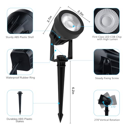 T-SUN LED Strahler Außen, RGB Gartenbeleuchtung mit Strom und Fernbedienung, 16 Farben, 12M 12V Gartenlampen für Draußen, IP65 Wasserdicht Gartenstrahler für Garten, Weg, Hof, Rasen, Teich(6er-Set)