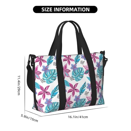 Carry On Duffle Bags Overnight Weekender Bags for Women, Hawaiian Style Flower Leaves Personal Item Travel Bag, Travel Essentials Sport Gym Bag for Men Women2