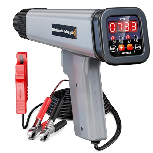 KZYEE KT60 Digital Timing Light with RPM & Advance Angle, 12V Inductive Ignition Timing Light for 2&4-Stroke Gasoline Engines in Classic Cars, Motorcycles, Marine & Small Engines