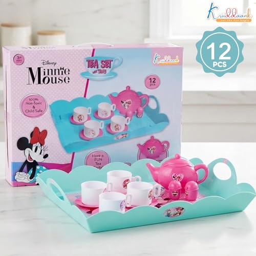 Image of Minnie Tea Playset for Kids Aged 3+ | 12-Piece Pretend Play Tea Party Set with Electronic Kettle, Boiling Sounds & Lights |Safe & Non-Toxic Educational Kitchen Toy|Birthay Gift for Toddlers