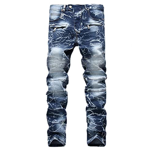 Nouveau Fashion Jeans Homme - Pantalons Skinny, Slim, Droit, Déchiré, Moulant, Bootcut - Bleu Clair - Serré