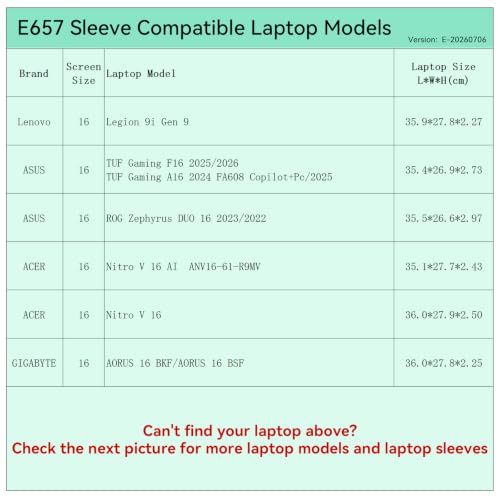 Image of Smatree Elite Laptop Sleeve for 16 inch Lenovo Legion 9i Gen 9, ASUS TUF Gaming Laptop F16 /A16, ASUS ROG Zephyrus Duo 16, Acer Nitro V 16, GIGABYTE AORUS, Protective Laptop Case with Pocket(E657)