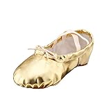 MSMAX Girls Ballet Dance Shoes Gold Slip on Jazz Flats for Party Performance 10 M US Toddler