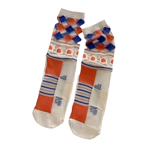 Calcetines de encaje transpirables, cómodos, informales, ideales para el día a día, diseño delicado, materiales de alta calidad, adecuados para cuatro estaciones, naranja, Talla única