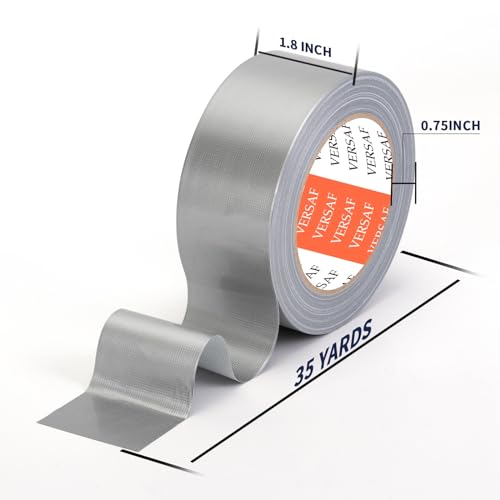 Image of VERSAF 4 Pack Heavy Duty Duct Tape - 35 Yards x 2 Inches, Silver, Hand Tearable, Strong Industrial Duct Tape Bulk, No Residue, Waterproof for B2B, Home Use, DIY Projects, and Repairs (Sliver)