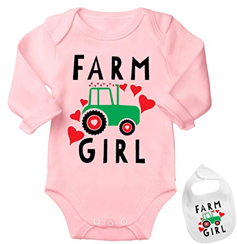 Farm Girl -Cute Country Funny Shirt Newborn Baby Bodysuit Outfit Onesie & Bib
