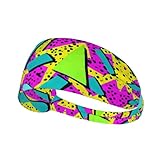 Boys Girls Sports Sweatbands, Multi Style Elastic Hair Band for Yoga Workout Shower, Cool 80S 90S Fashion Style Geometric Colorful Art Headwear Head Accessories