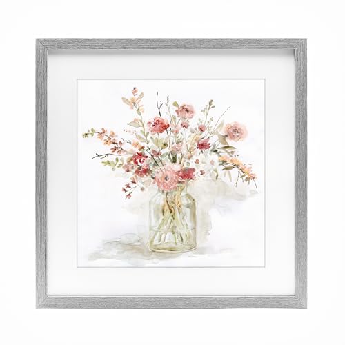 'Springtime Blooms in Glass Vase'| Framed Print Under Glass