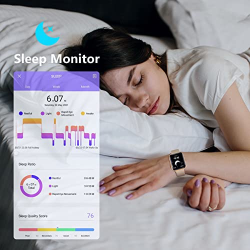 BRIBEJAT BT8 Smart Watch for Women (Dial/Answer Call) 1.7’’ 2.5D Screen Fitness Tracker Pedometer SpO2/Heart Rate/Sleep Monitor Compatible with iPhone Samsung Android Phone, Rose Gold - Image 6