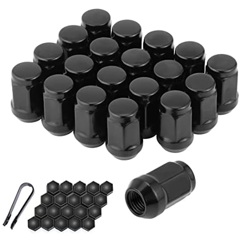 1/2x20 Lug Nuts 1/2-20 Black Lug Nuts 19mm (3/4") Hex 1.38" Long Set of 20 Acorn Lug Nuts Wheel Lug Nut Fit for Jeep Wrangler JK Jeep Grand Cherokee etc Cover