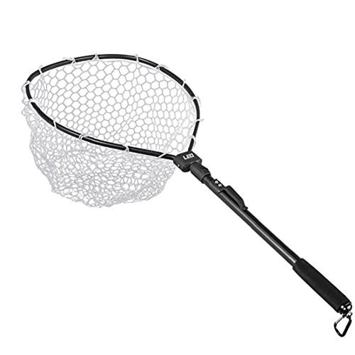 Fisch Kescher, faltbar Fischnetz, Angelzubehör, Ausgabe tragbare Falten mit weichem Gummi Mesh-Karabiner-Clip für Forellenangeln Fang Cover