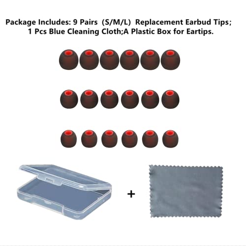 Image of Silicone Replacement Earbud Tips Ear Tips Fit Most in-Ear Earbuds(Inner Hole 3.8mm -5.1mm) Headphone Earbud Covers Eartips 9 Pairs S M L