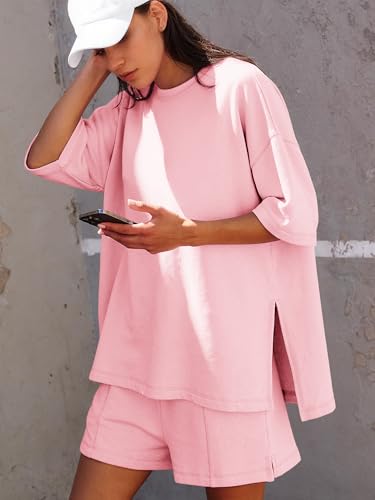 Image of COCCKO Womens Shorts Sets Matching Lounge Two Piece Outfits Summer Cute Casual Vacation Short Sleeve 2 Piece Set