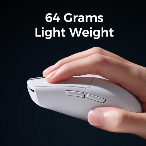 Image of MCHOSE G3 V2 Pro Wireless Gaming Mouse, Symmetrical, PAW 3395, 26K DPI, Tri-Mode Connection, 1K Hz Wired /1K Hz Wireless Polling Rate, 59g Weight, White, 112 Hours Battery Life - G3 V2, White