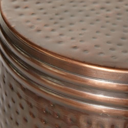 Image of Deco 79 Metal Handmade Side End Accent Table Drum Shaped End Table with Hammered Design, Side Table 14 inch x 14 inch x 19 inch, Brown