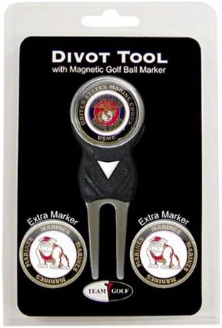 Review Team Golf Military Marines Divot Tool with 3 Golf Ball Markers Pack, Markers are Removable Magnetic Double-Sided Enamel,Multi Team Color,One Size,64645