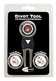 Team Golf Military Marines Divot Tool with 3 Golf Ball Markers Pack, Markers are Removable Magnetic Double-Sided Enamel