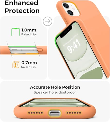 Image of VONZEE Liquid Silicone, Microfiber Shockproof Slim Back Cover Compatible for iPhone 11 6.1 inch, (Coral)