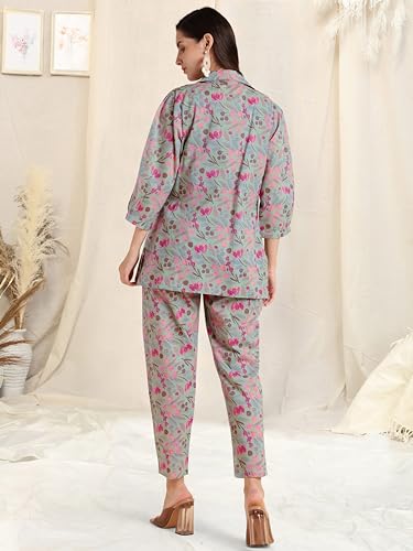 Image of MIRCHI FASHION Pure Cotton Kurta with Shrug Set | 3 Piece Cordset with Jacket & Pant | Ethnic Work Wear & Travel Wear Co-ord Set