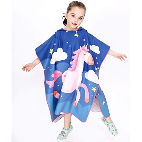 Xlabor Kinder Badeponcho mit Kapuzen Mikrofaser Schnelltrockend Strandtuch Bademantel Duschtuch Handtuch Schwimmen Surfing Strand Tauchen Badeort Motiv-E L Cover