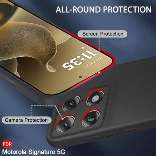 Image of TheGiftKart Sleek Back Cover Case for Motorola Moto Signature 5G | Slim Fit Protective Design | Ultra Matte Finish | Camera Protection Bump | Soft Back Cover Case for Moto Signature (Silicone, Black)